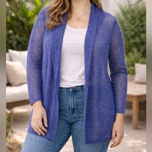 Fever Cozy Blue Open Front Knit Cardigan | Loose Fit Layering Sweater | XXL